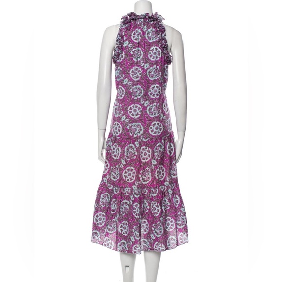 1026 Figue Printed Midi Dress Size Medium Color Purple - Picture 3 of 8